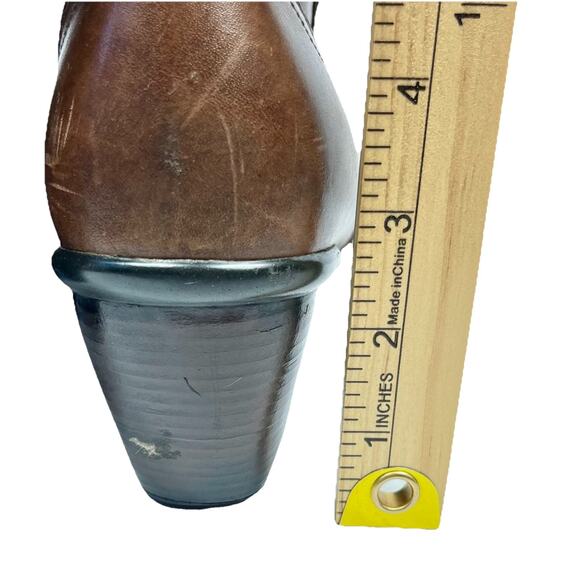 Dansko Risa Brown Distressed Leather Knee High Cuffed Zip Heel Boot Size 7.5-8 - Picture 10 of 13